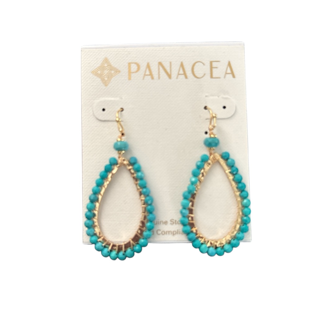 Gold And Blue Teardrop Dangle Earrings